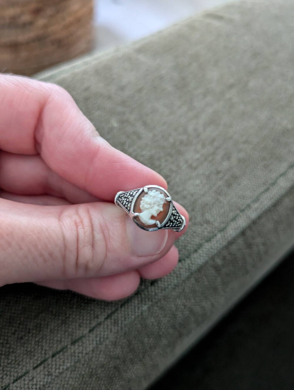 Cameo Sterling Silver Statement Ring